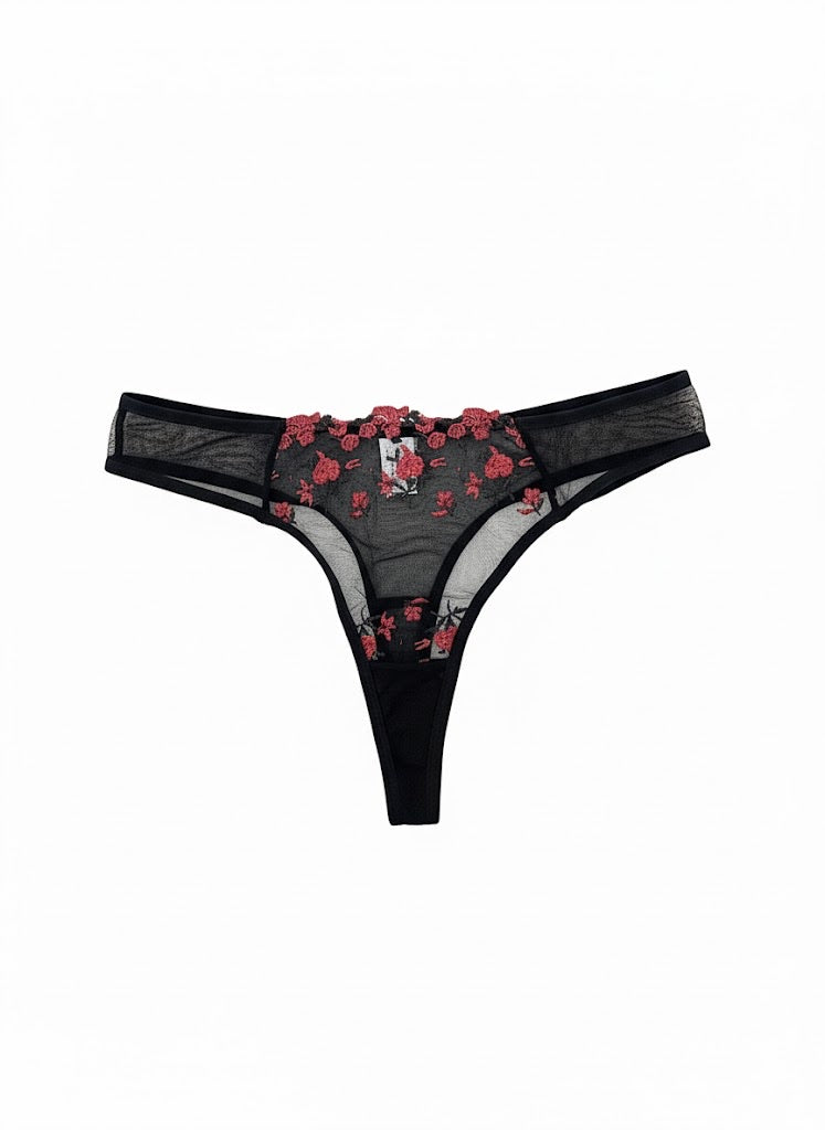 Romantic Floral Laced Set with Rose Embroidery for Women's Lingerie