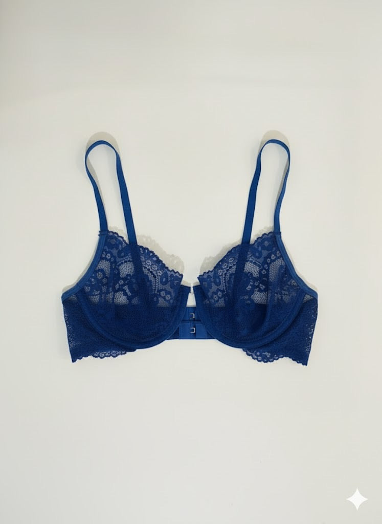 Ultra-Thin Embroidery Lace Set with Transparent Bra Push-Up Feature Bikini