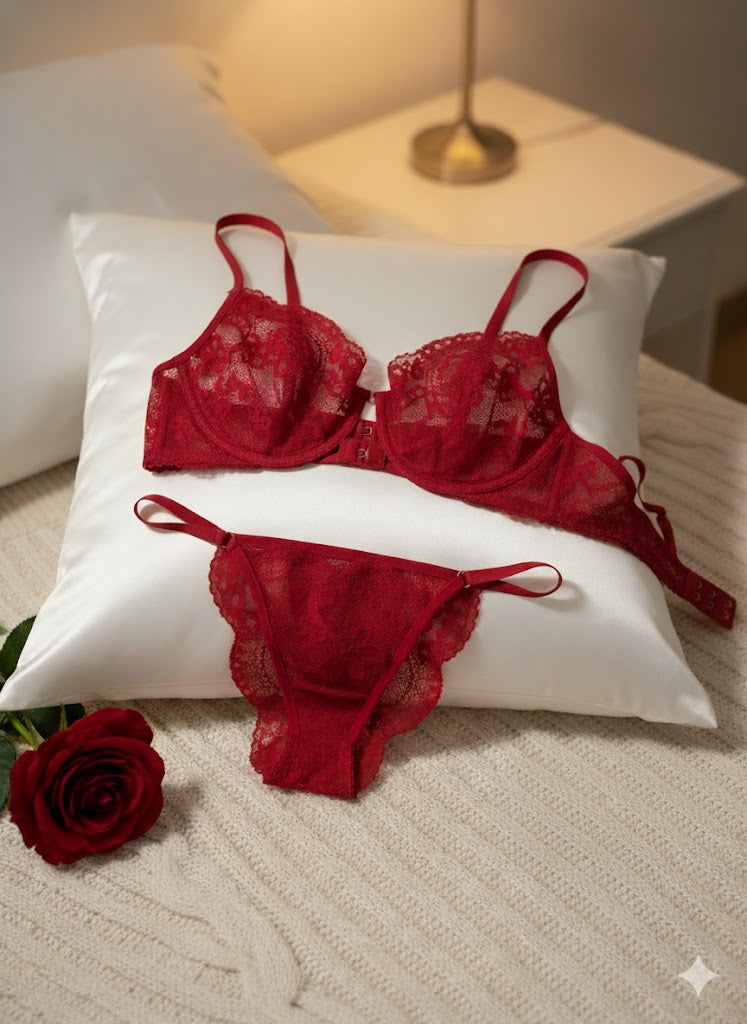 Ultra-Thin Embroidery Lace Set with Transparent Bra Push-Up Feature Bikini