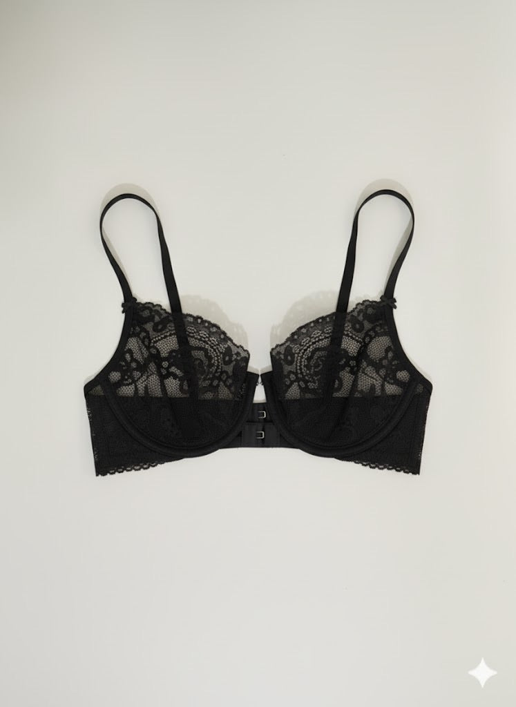 Ultra-Thin Embroidery Lace Set with Transparent Bra Push-Up Feature Bikini