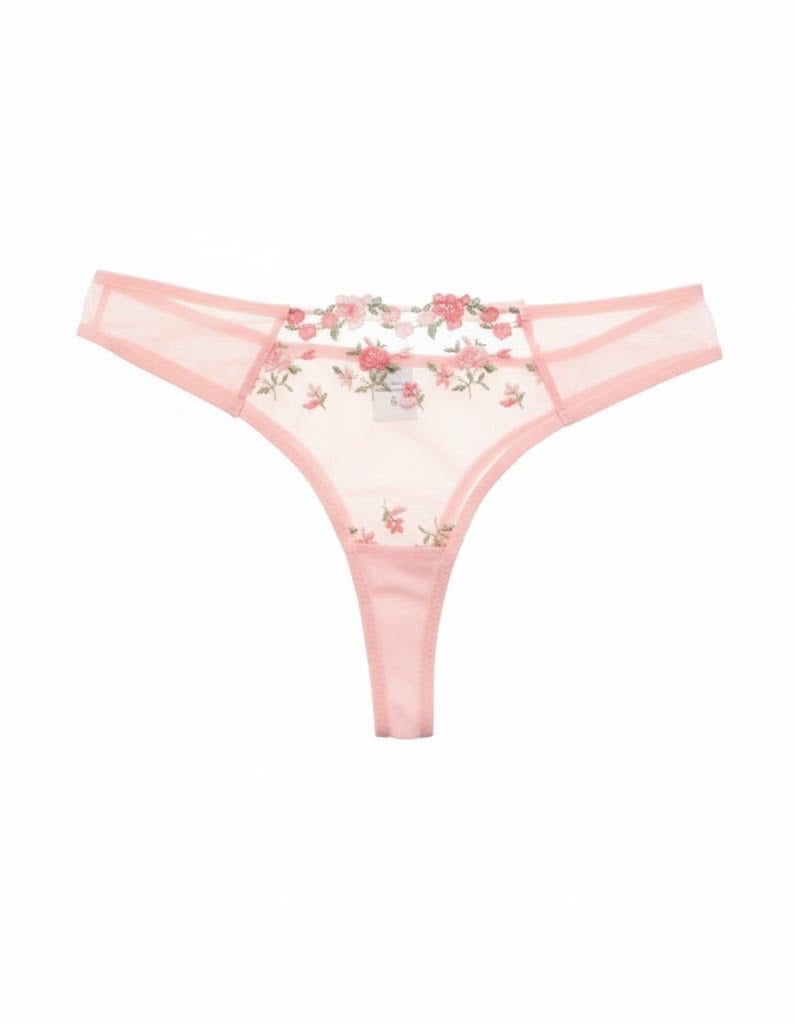 Romantic Floral Laced Set with Rose Embroidery for Women's Lingerie