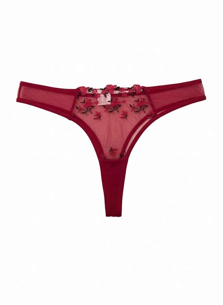 Romantic Floral Laced Set with Rose Embroidery for Women's Lingerie